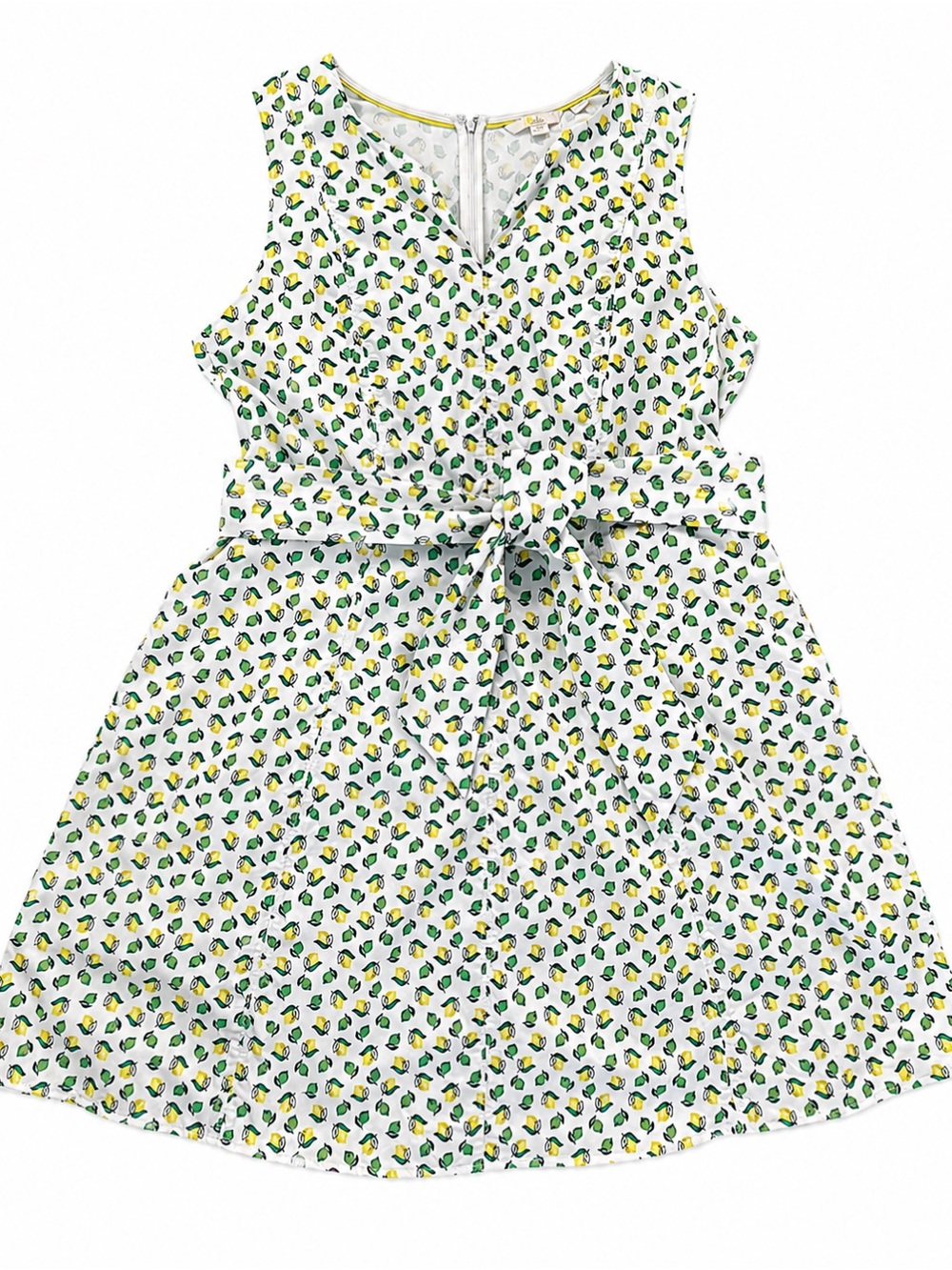 Boden Micha Lemon Lime Print Cotton Belted Dress - Sz 16